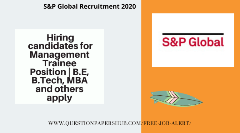 S P Global Recruitment Hiring Candidates For Management Trainee