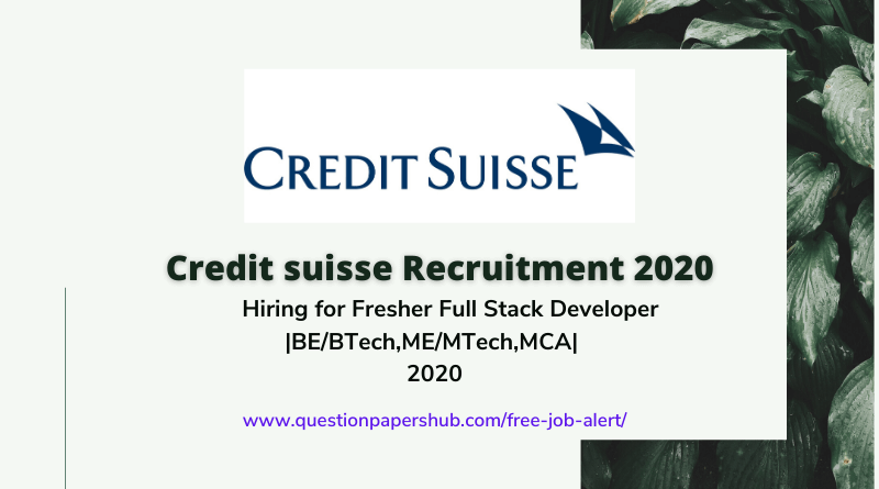 Credit Suisse Recruitment 2020
