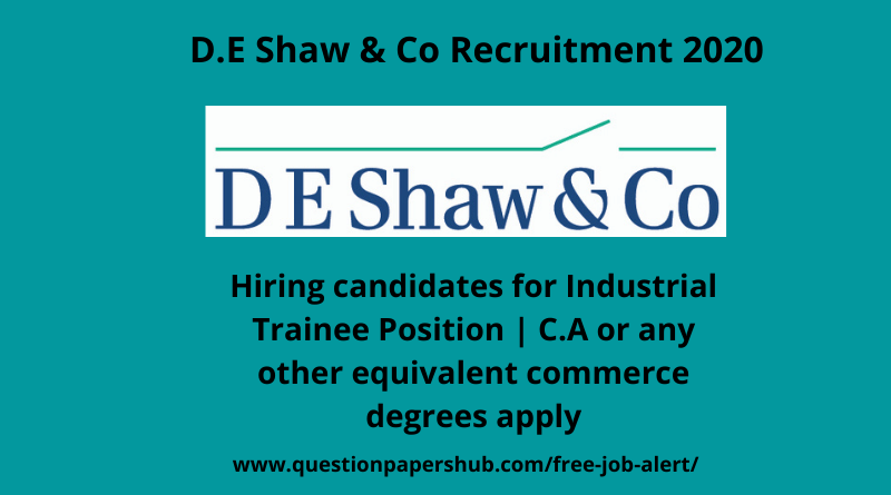 D.E Shaw & Co Recruitment 2020