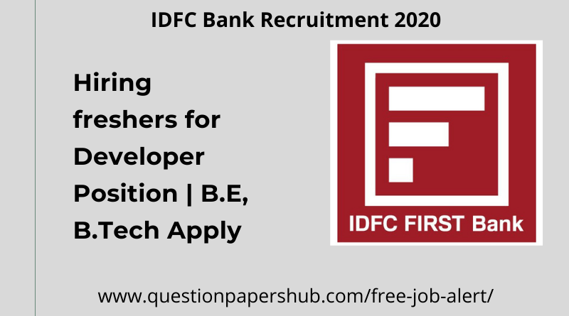 IDFC Bank Recruitment 2020