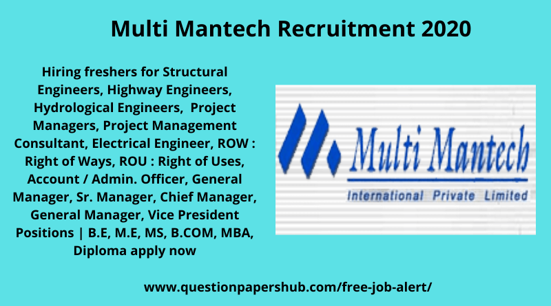 Multi Mantech Recruitment 2020
