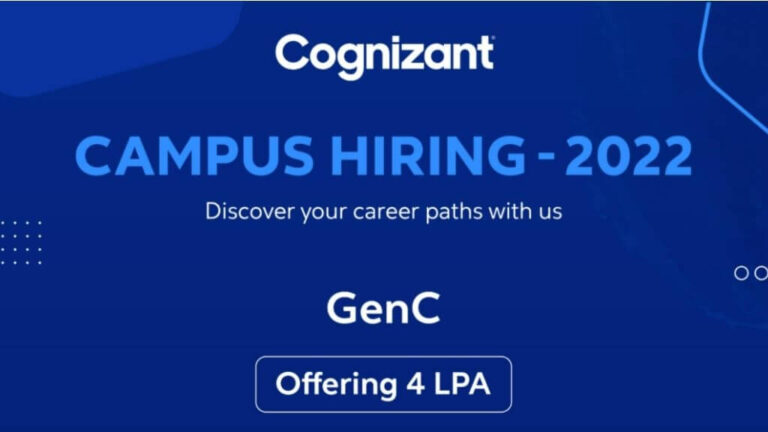 Cognizant Off Campus Drive 2022 | GenC Developer | B.E/ B.Tech/ BCA/ MCA