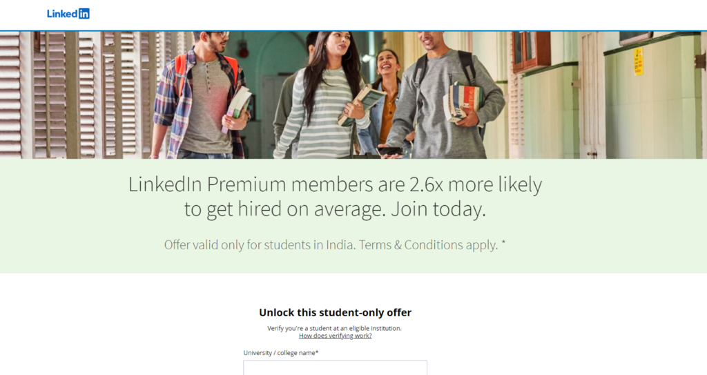 LinkedIn Premium for Free | Step 1 - Homepage