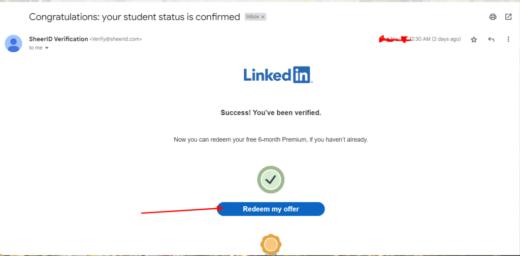 LinkedIn Premium for Free | Step 7 - Success