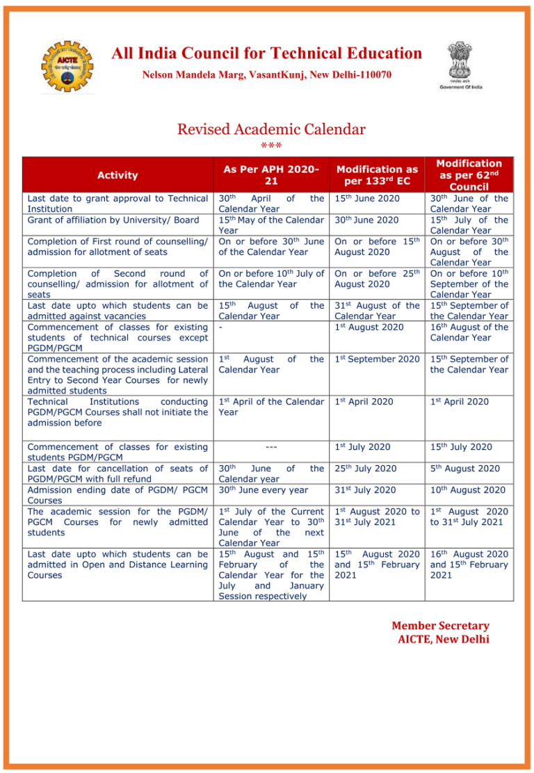 New Academic Calendar Announced, AICTE Know when is your college