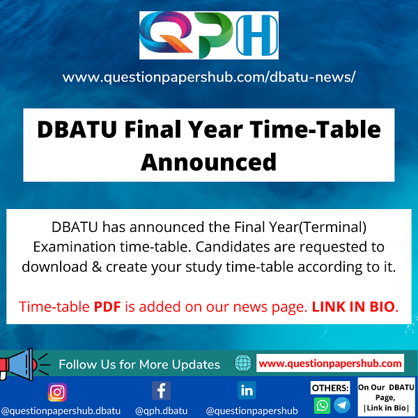 DBATU News Final Year Time Table Announcement